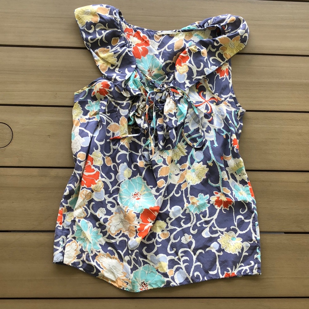 Leifsdottir silk floral tie top like new small